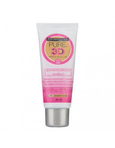 Base De Maquillaje Pure 3D 330 Destello Dorado Maybelline