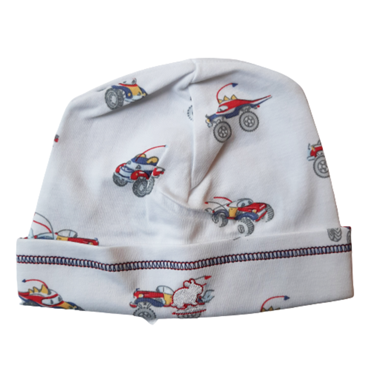Gorro Babycottons Basico Monster Cars Blanco Azul