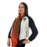 Bufanda Isaac Mizrahi Floral Mix Rojo Con Verde  Icl4920P48