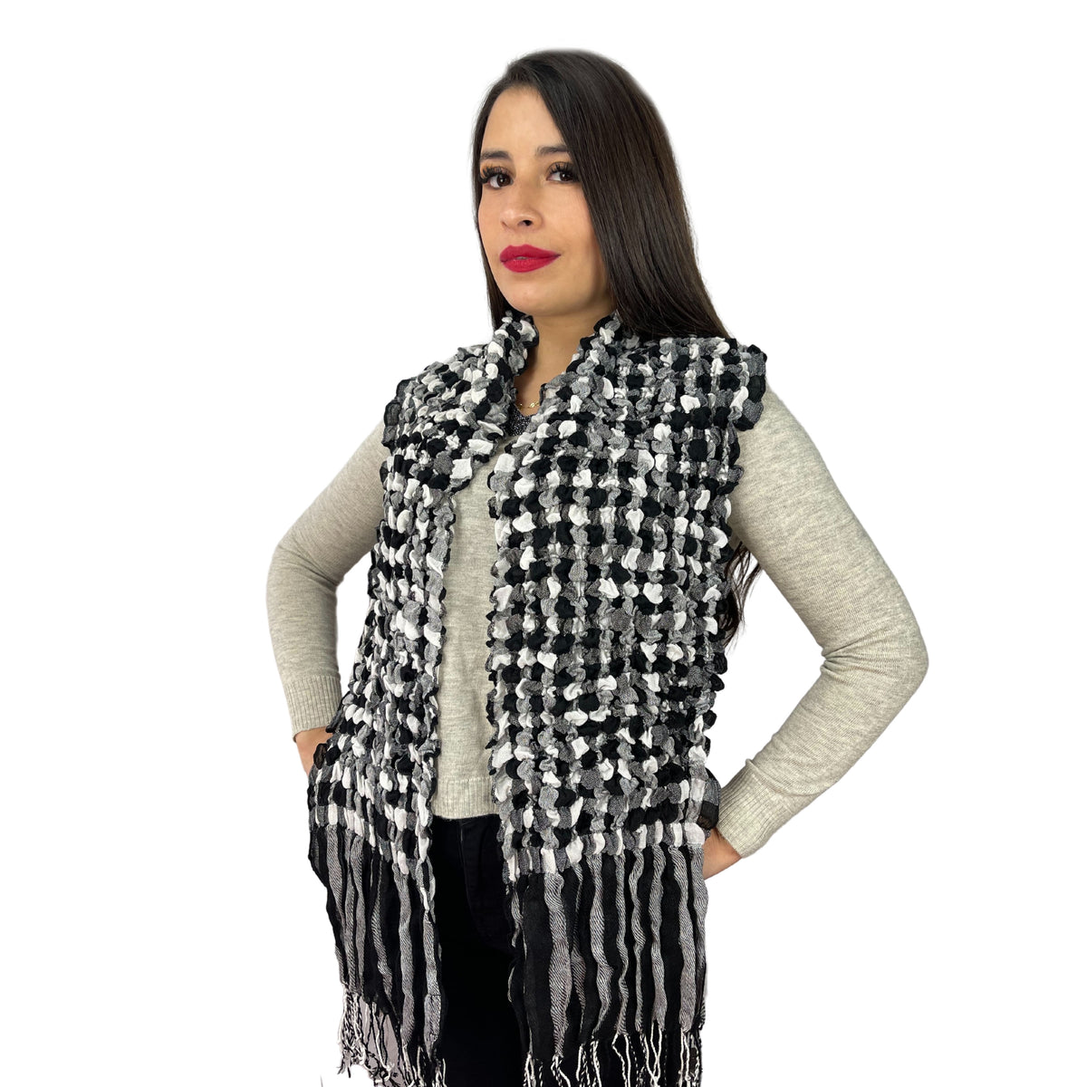 Bufanda De Cuadros Guess Negro Y Blanca Rp04Z102100