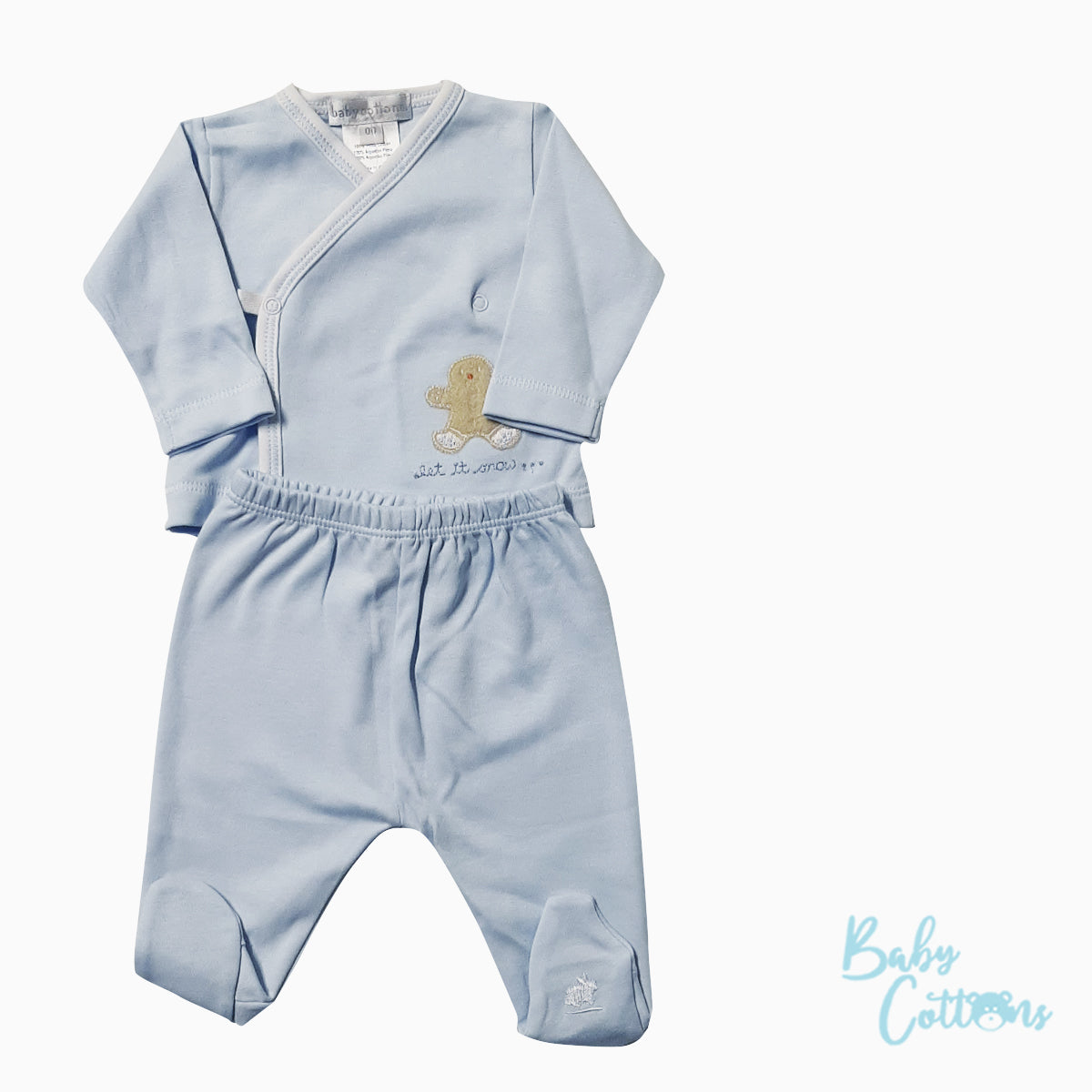 Pijama Babycottons Set Ginger Batita ML Celeste