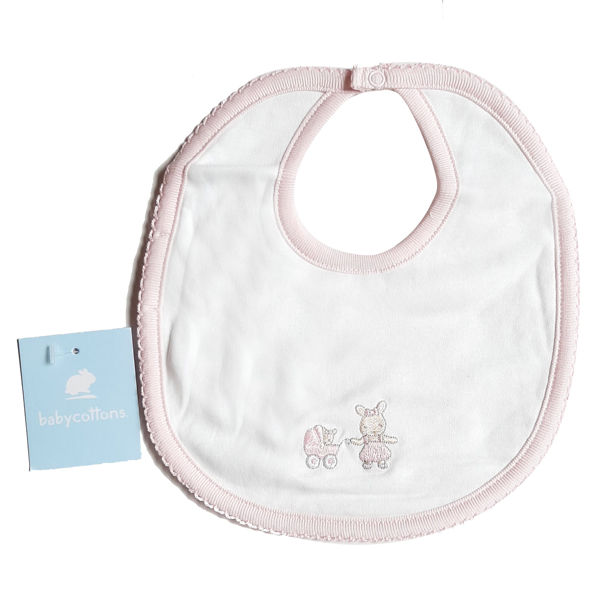 Babero Babycottons Bunnies Blanco Rosa