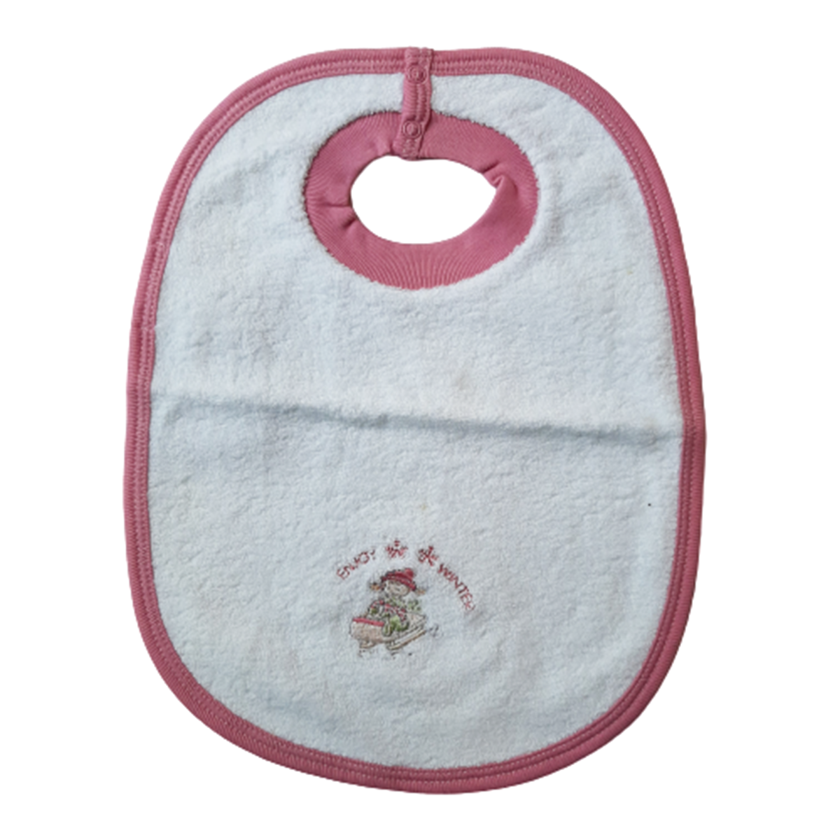 Babero  Babycottons Comer Alps Blanco Rosa