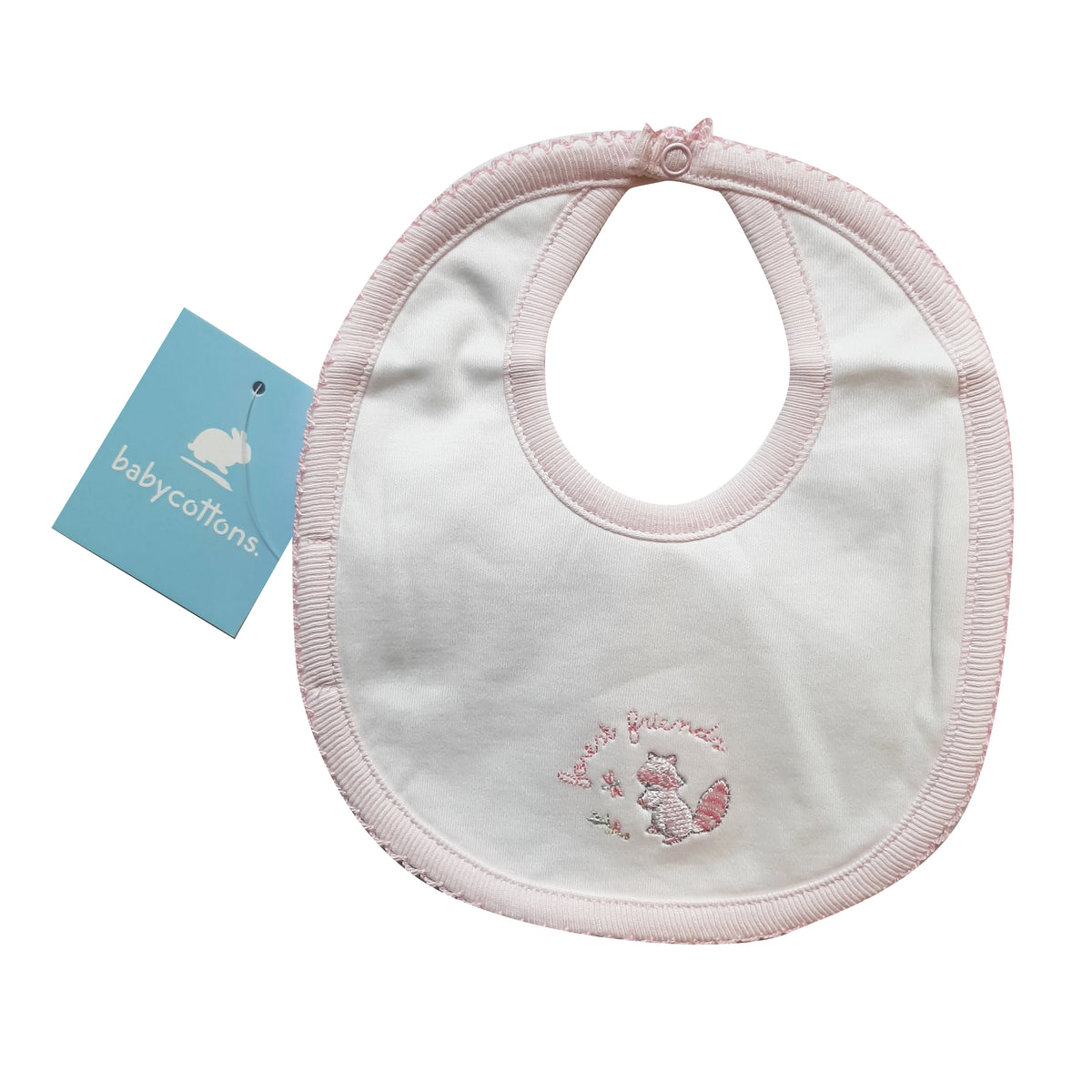 Babero Babycottons WLD Forest Friends C/impermeable Blanco Rosa