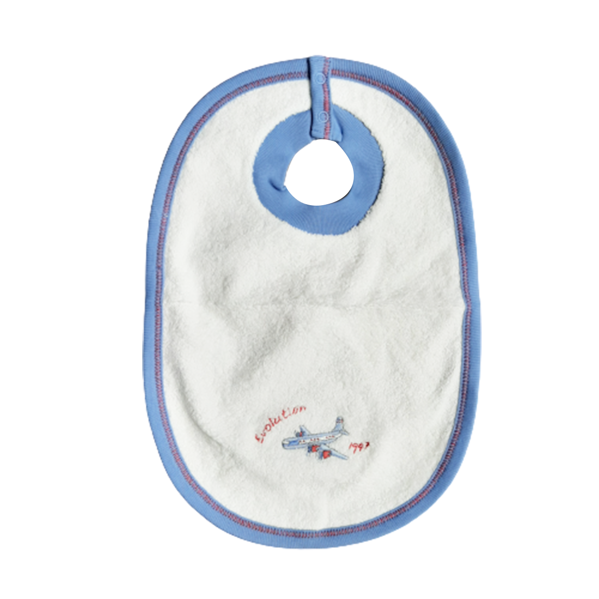 Babero  Babycottons Comer Evolution-Planes Impermeable Blanco Azulino