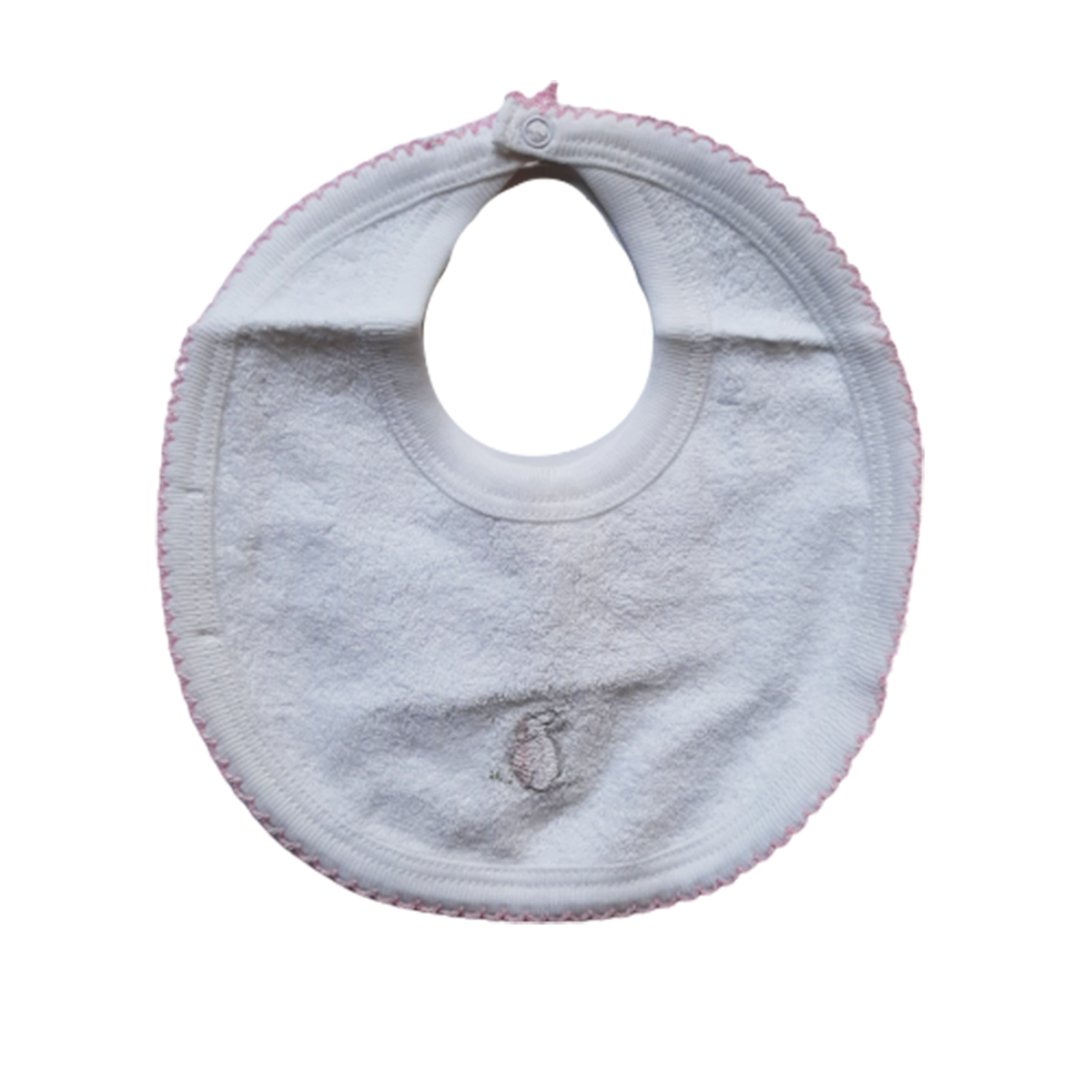 Babero Babycottons Chico C/Plastico Blanco Rosa