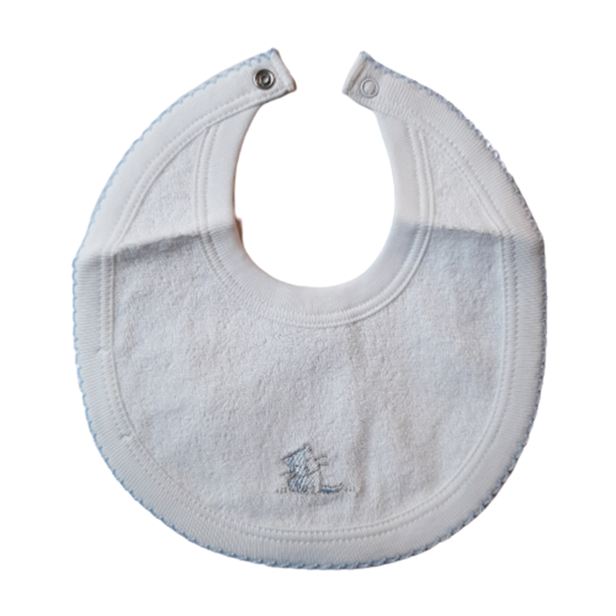 Babero Babycottons Chico C/Plastico Blanco Celeste