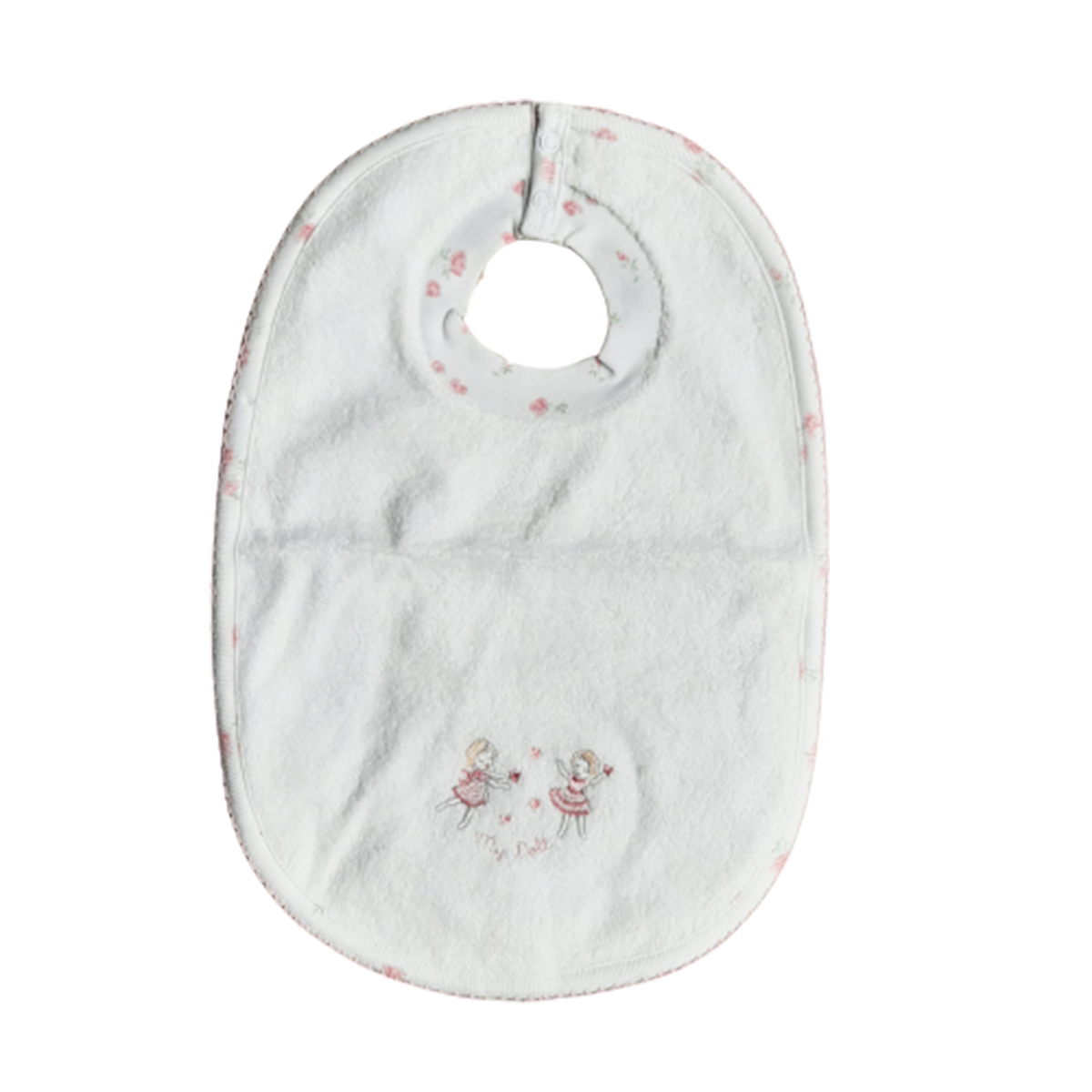 Babero Babycottons Comer My Doll C/Impermeable Blanco Rosa