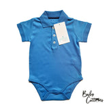 Body Babycottons C/Polo MC Pima Francia Hawaii Azul