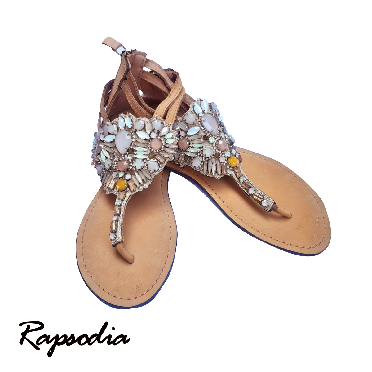 SANDALIAS RAPSODIA SAN SALLY MARRON CON PIEDRAS