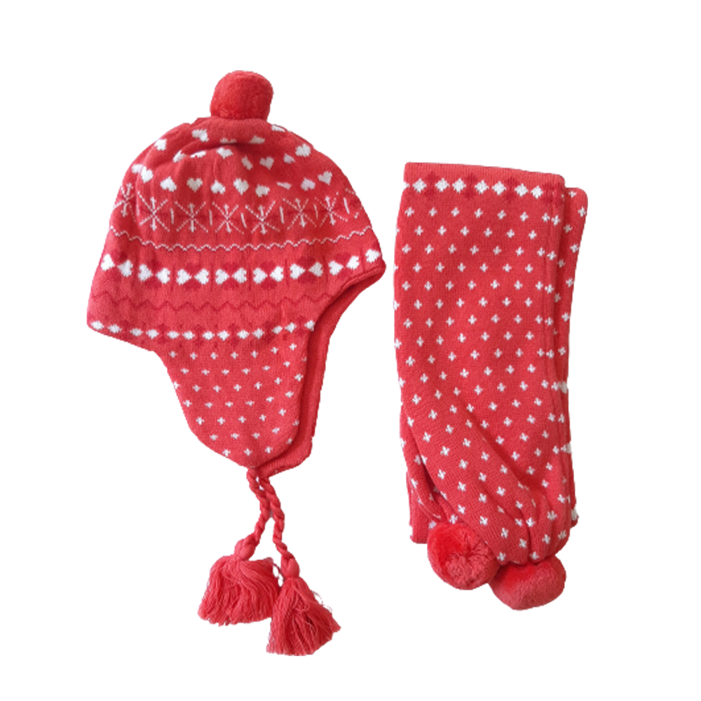 Set Babycottons Gorro + Bufanda Winter Girls Coral