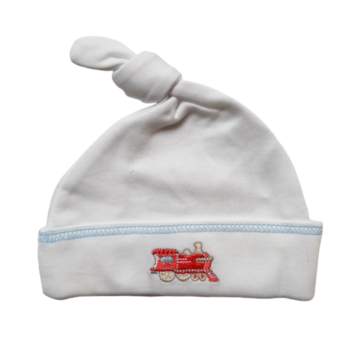 Gorro Babycottons C/Nudo Train Blanco Celeste