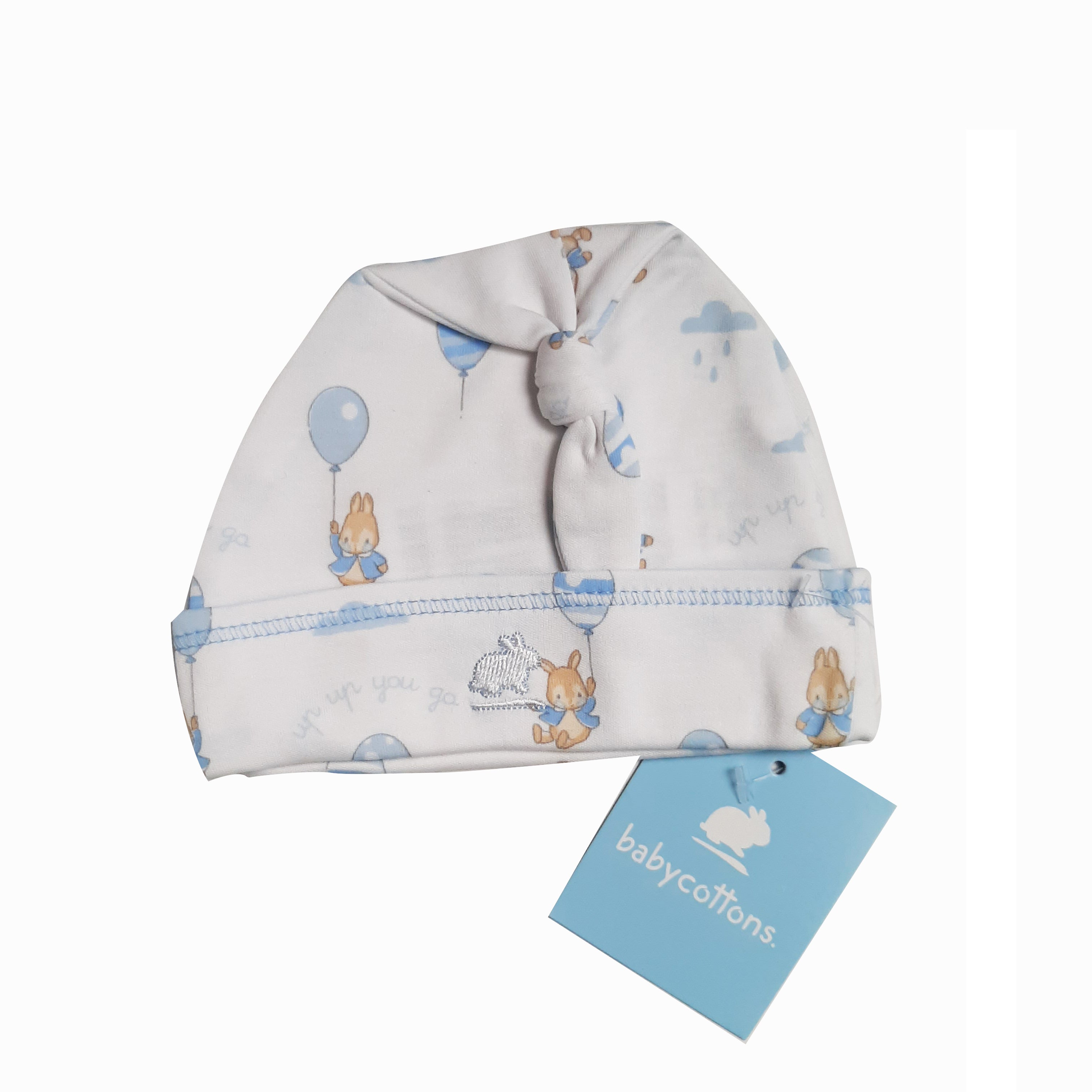 Gorro Babycottons C/nudo Ballons Beanie Blanco Celeste