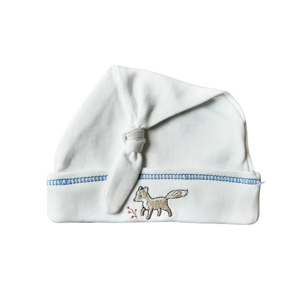 Gorro Babycottons C/Nudo Wld-Fox and Birds Bord Blanco Azul