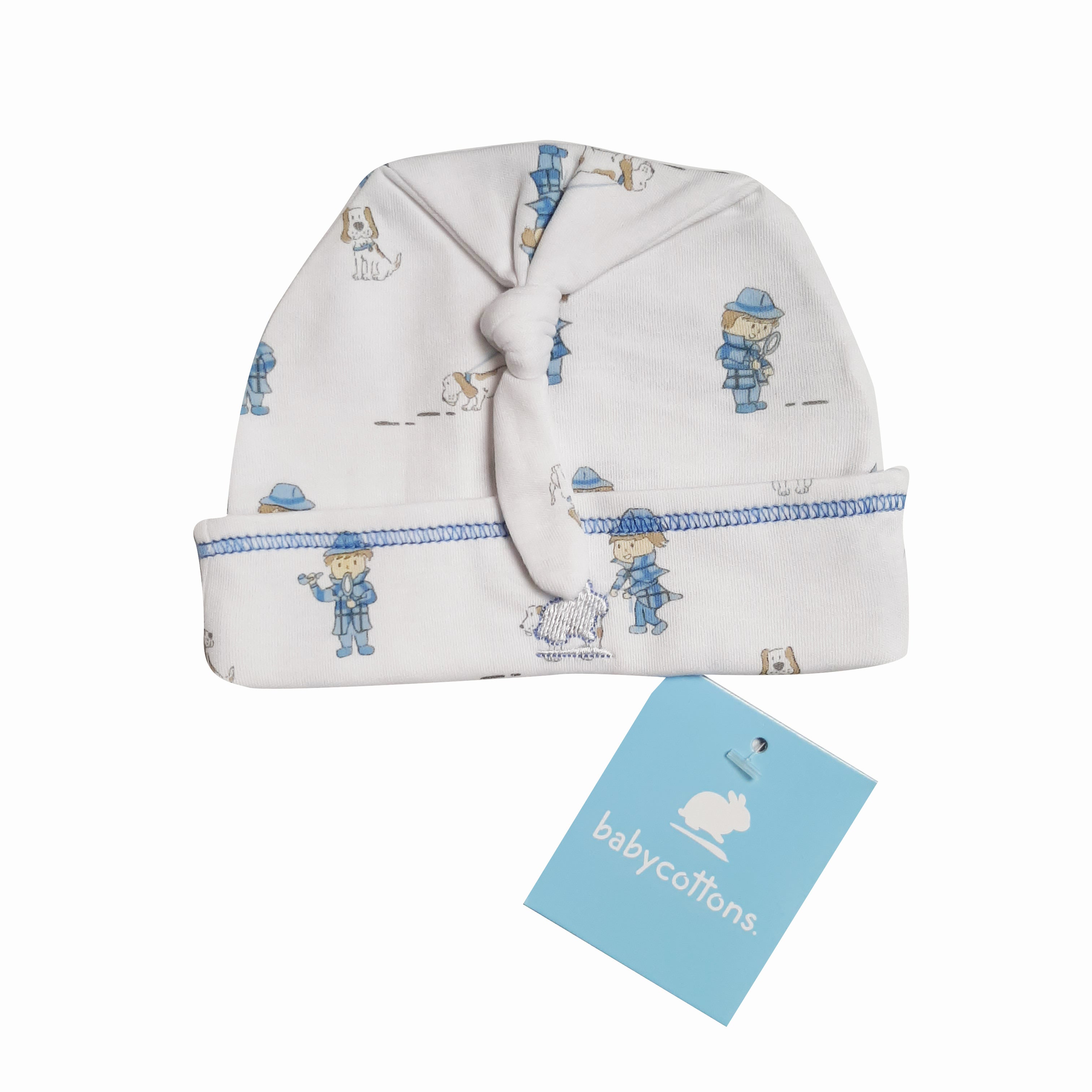 Gorro  Babycottons C/nudo Detective E Bco-Azul