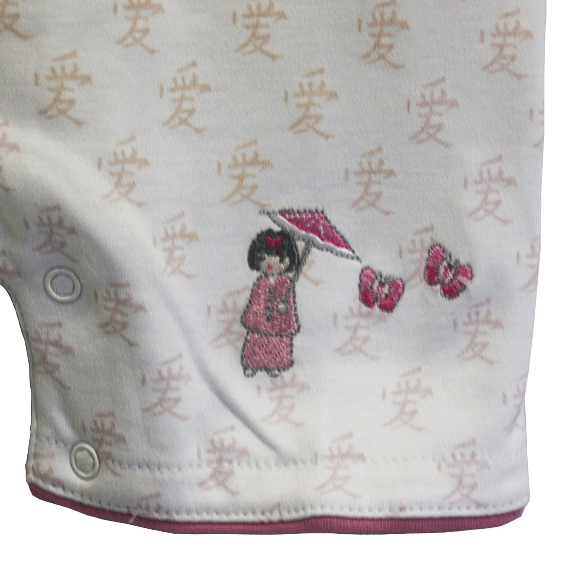 Jardinera Shortall Oriente Mei Mei Blanco Rosa