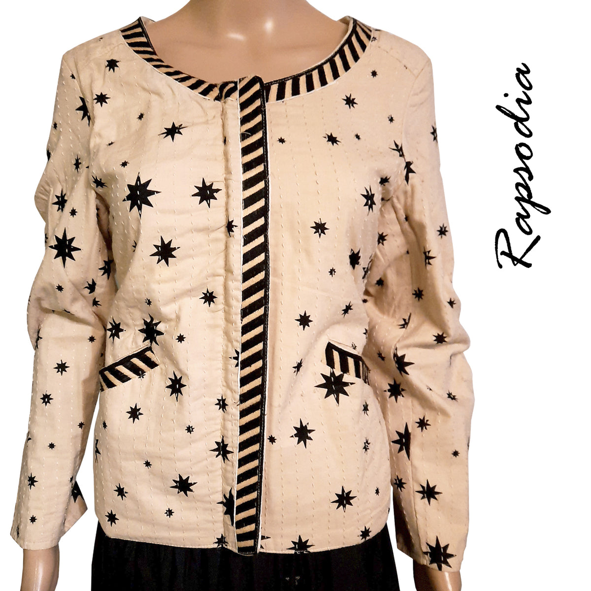 Chaqueta Rapsodia Quilt Stars Crudo