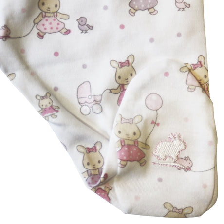 Pijama Babycottons Set Bunnies Batita ML Ranita C/Pie Blanco Celeste