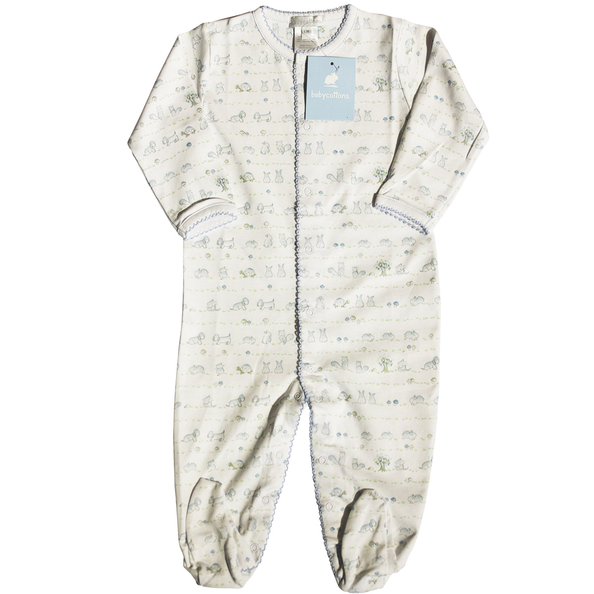 Enterito Babycottons Footie En las maderas  Blanco - Celeste