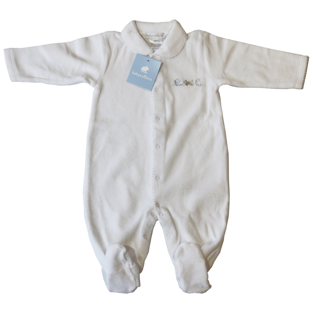 Enterito Babycottons Footie Plush Cuello C/Pie Blanco