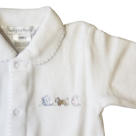 Enterito Babycottons Footie Plush Cuello C/Pie Blanco