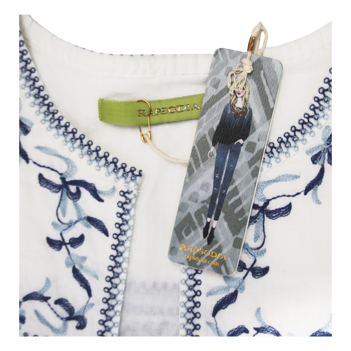 Blusa Rapsodia  Bell Blanco Azul