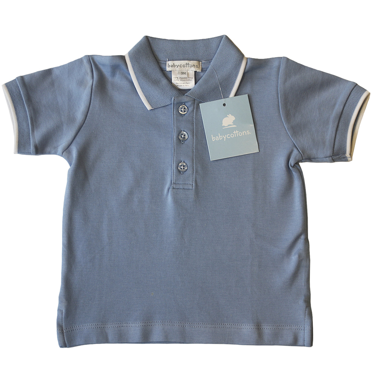 Remera Babycottons C/Polo C/Vivo MC Pima Azulino