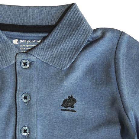 Remera Babycottons C/Polo ML Pima Azul Francia