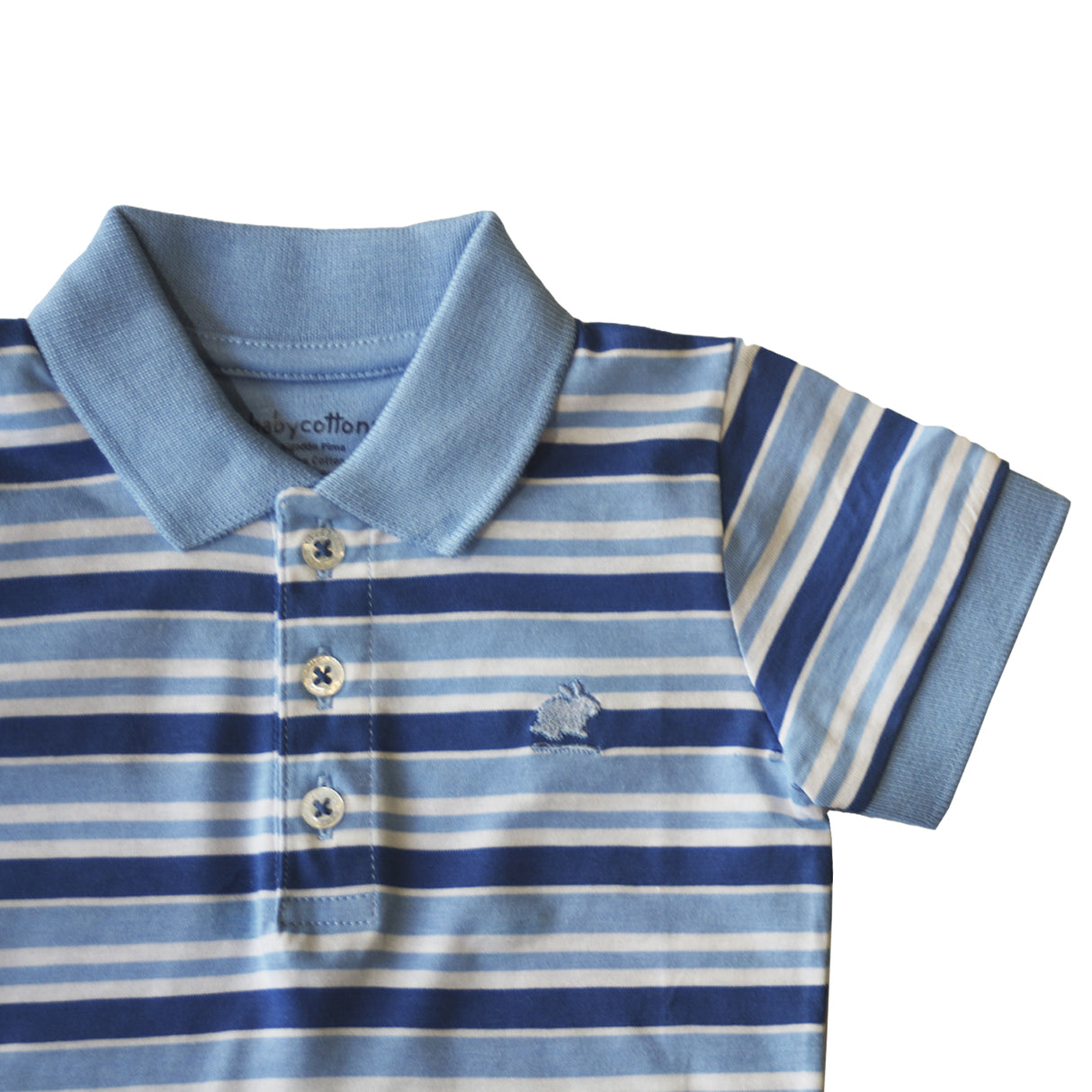 Remera Babycottons C/Polo Hawaii Ray MC Celeste
