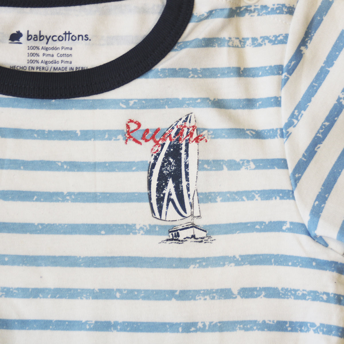 Camiseta Babycottons MC Regatta Ray Blanco Azulino