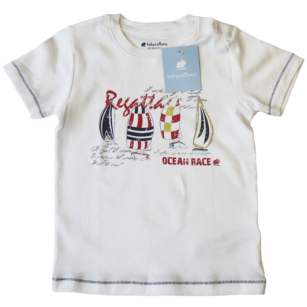 Camiseta Babycottons MC Regatta C/Est Blanco