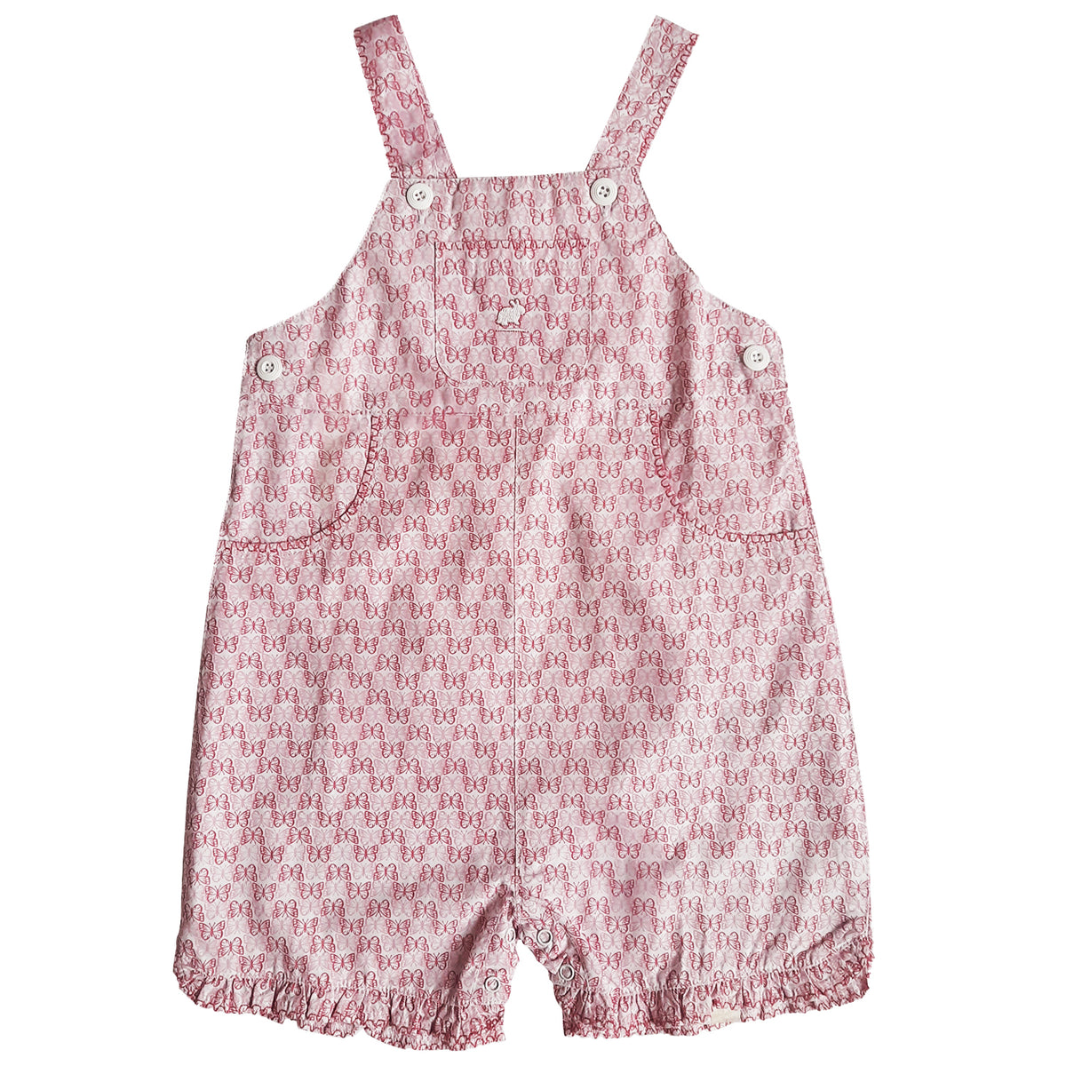 Jardinera Babycottons Shortall Papillon Blanco Rosa