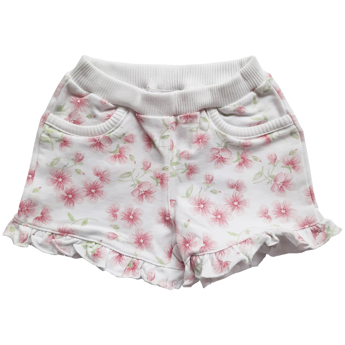 Short Babycottons Maia French Terry Blanco Rosa