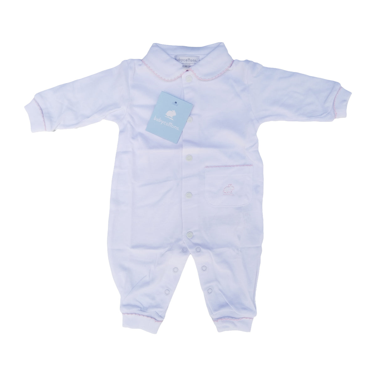 Enterito  Babycottons Basic CBB S Pie Blanco Rosa
