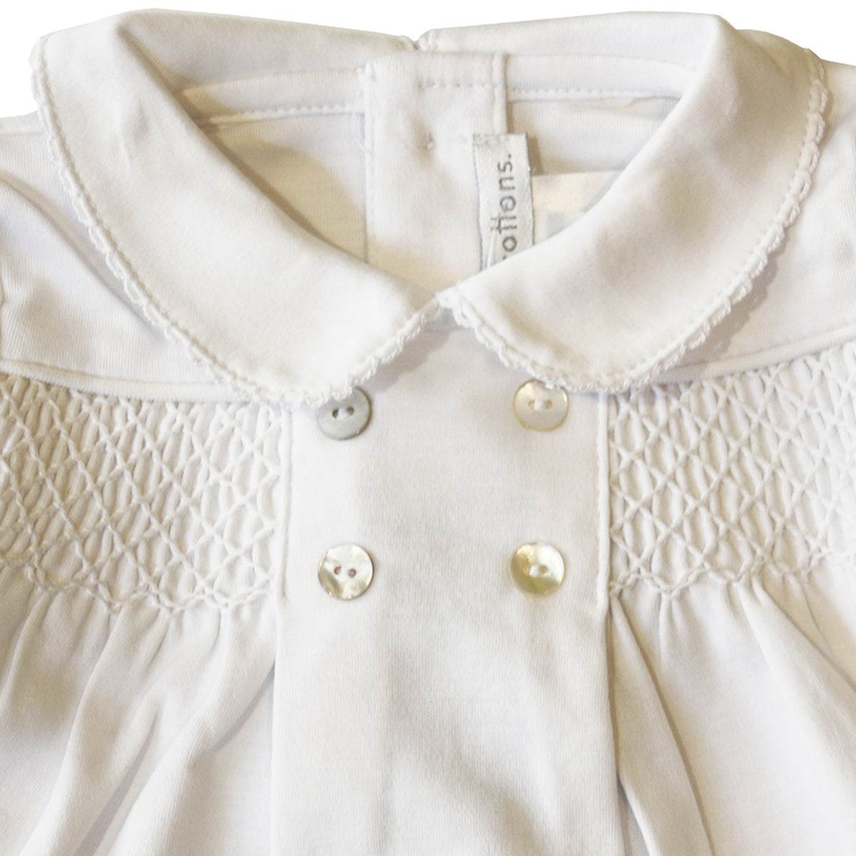 Enterito Babycottons Smock ML PL Sin Pie Blanco