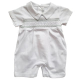 Enterito Babycottons Smock MC Blanco Verde