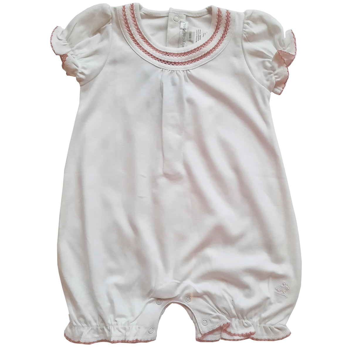 Enterito Babycottons Vanilla Playsuit Blanco Rosa