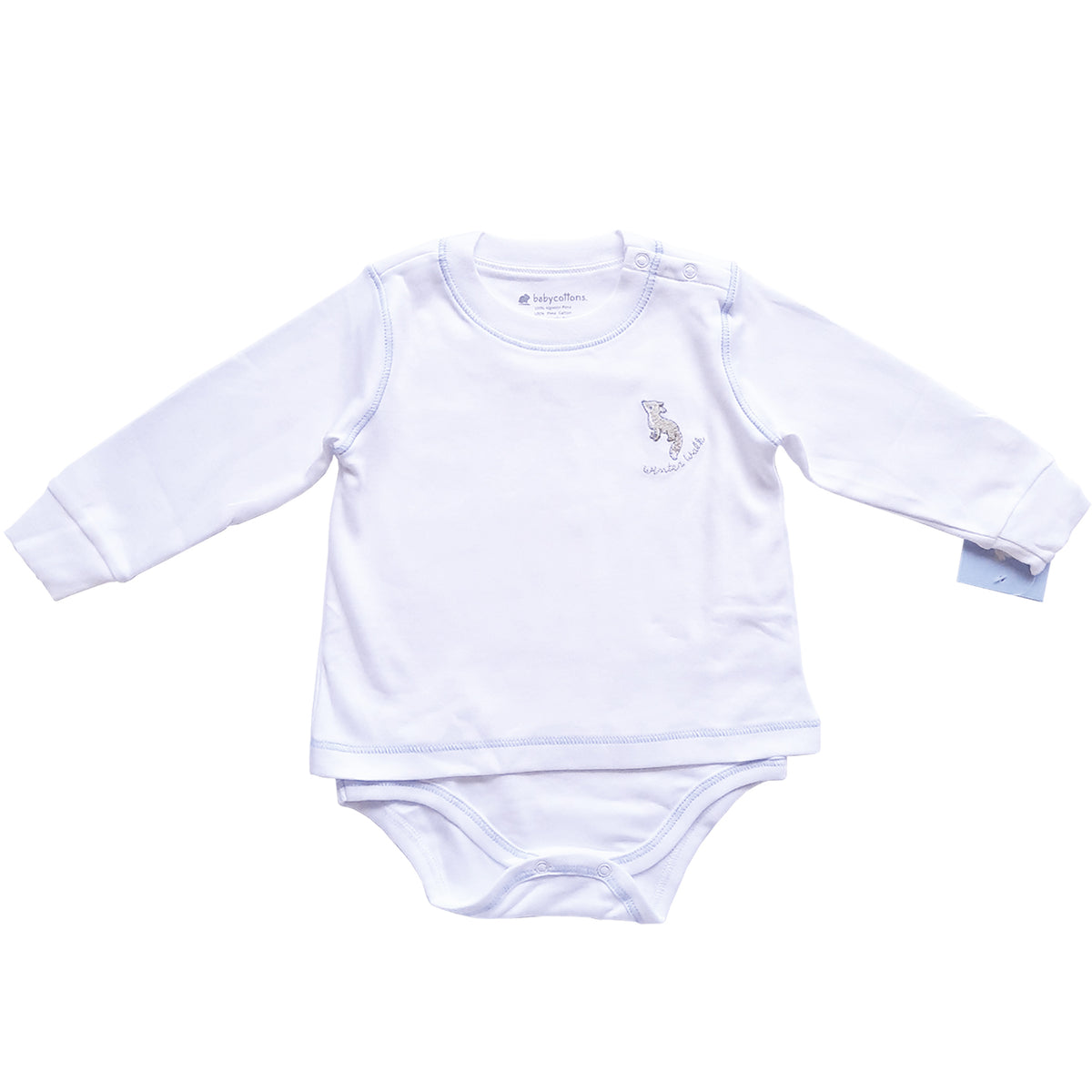 Pijama Babycottons Winter Walk Plush C/Pie  Blanco Celeste