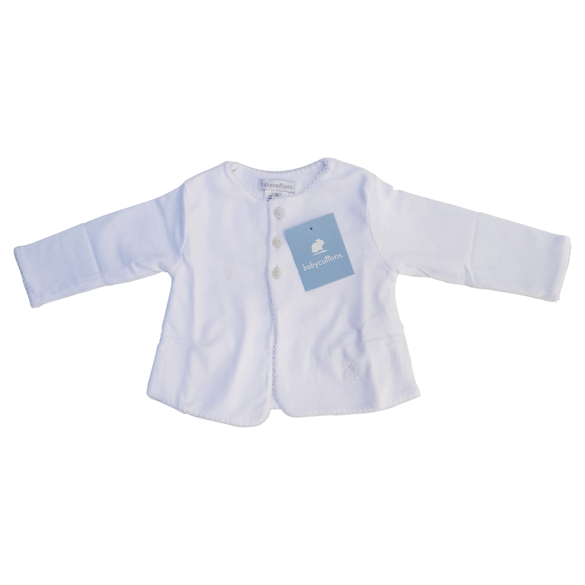 Cardigan Babycottons Picot Forrado Blanco - TALLA-3M