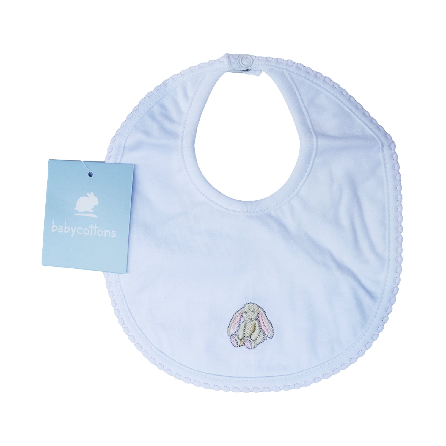 Babero Babycottons Charlie Rabbit Rever Small Bco/Rosa