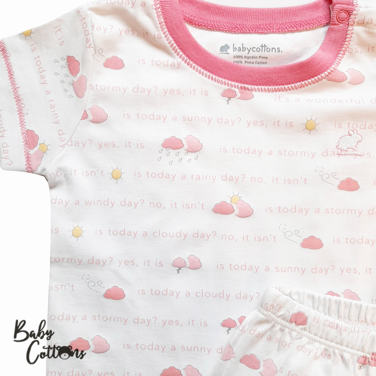 Pijama Babycottons MC de Short Hermoso Dia Blanco Rosa