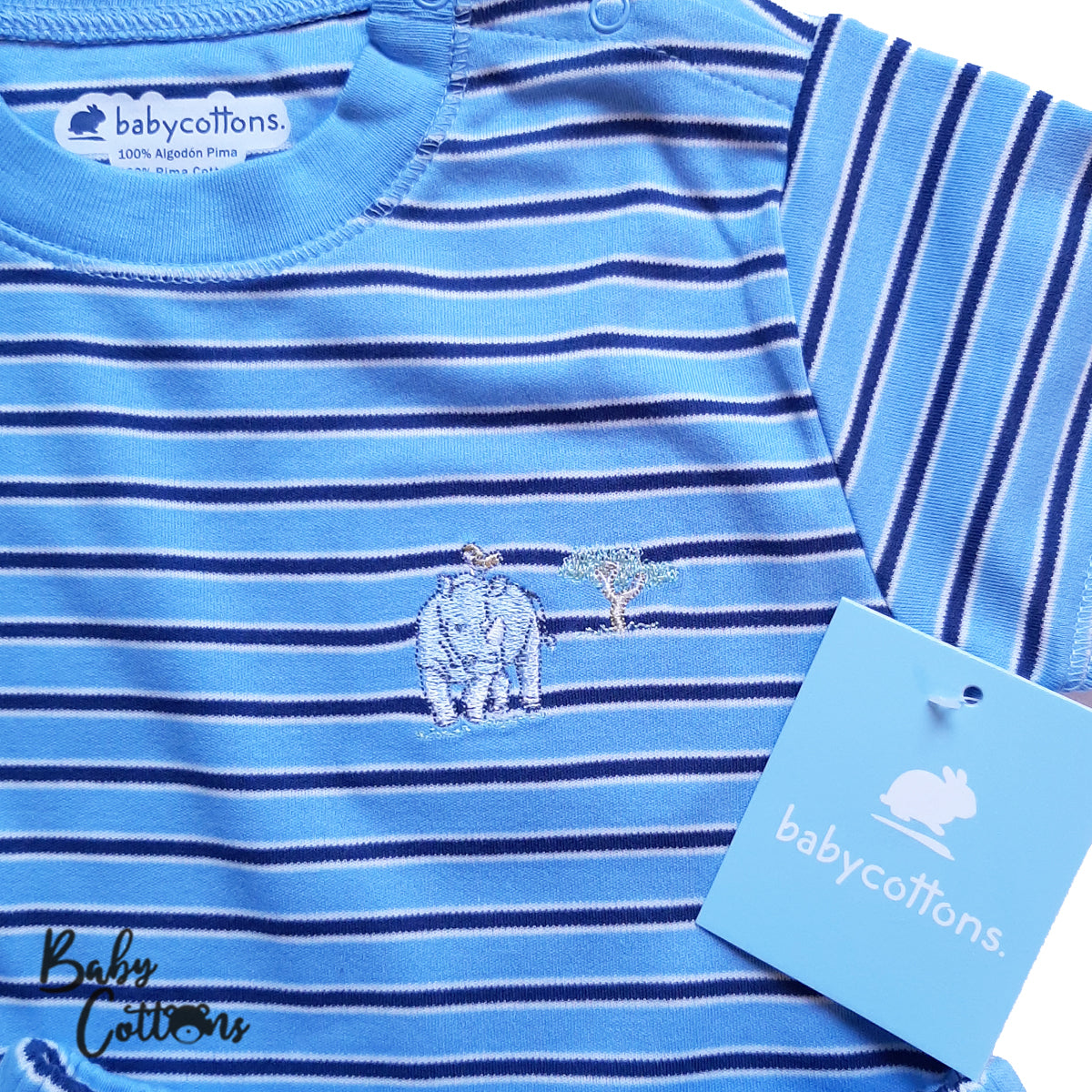 Pijama Babycottons MC de Short Safari Celeste