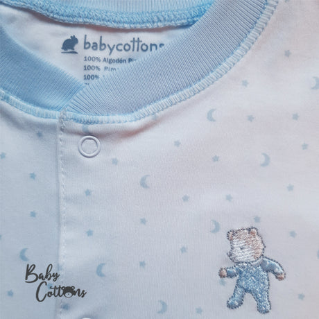 Pijama Babycottons Paticorto Dulce Sueño Blanco Azul Claro